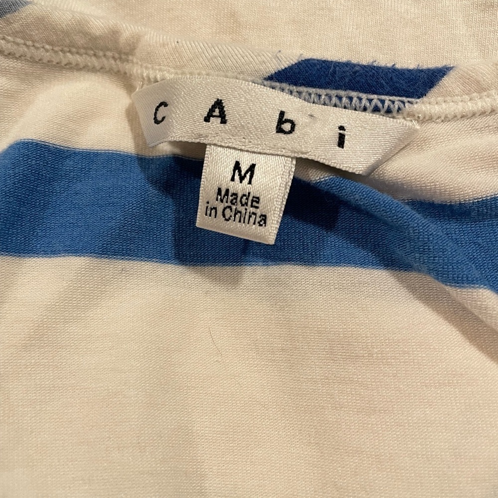 CAbi blue & white striped top. Stripes alternate from bright to faded. Size M W - Picture 4 of 5